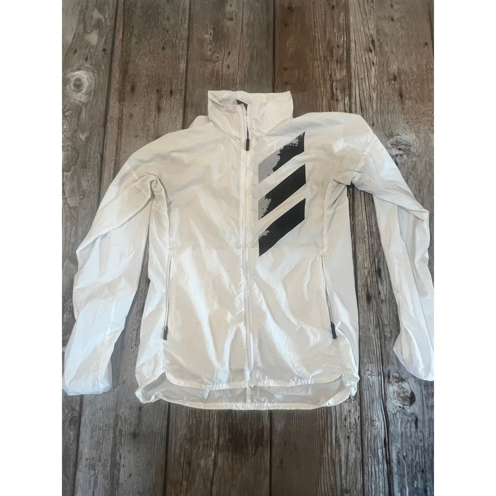 Adidas Terrex Agravic Womens White Windbreaker Full Zip Trail Running Jacket S